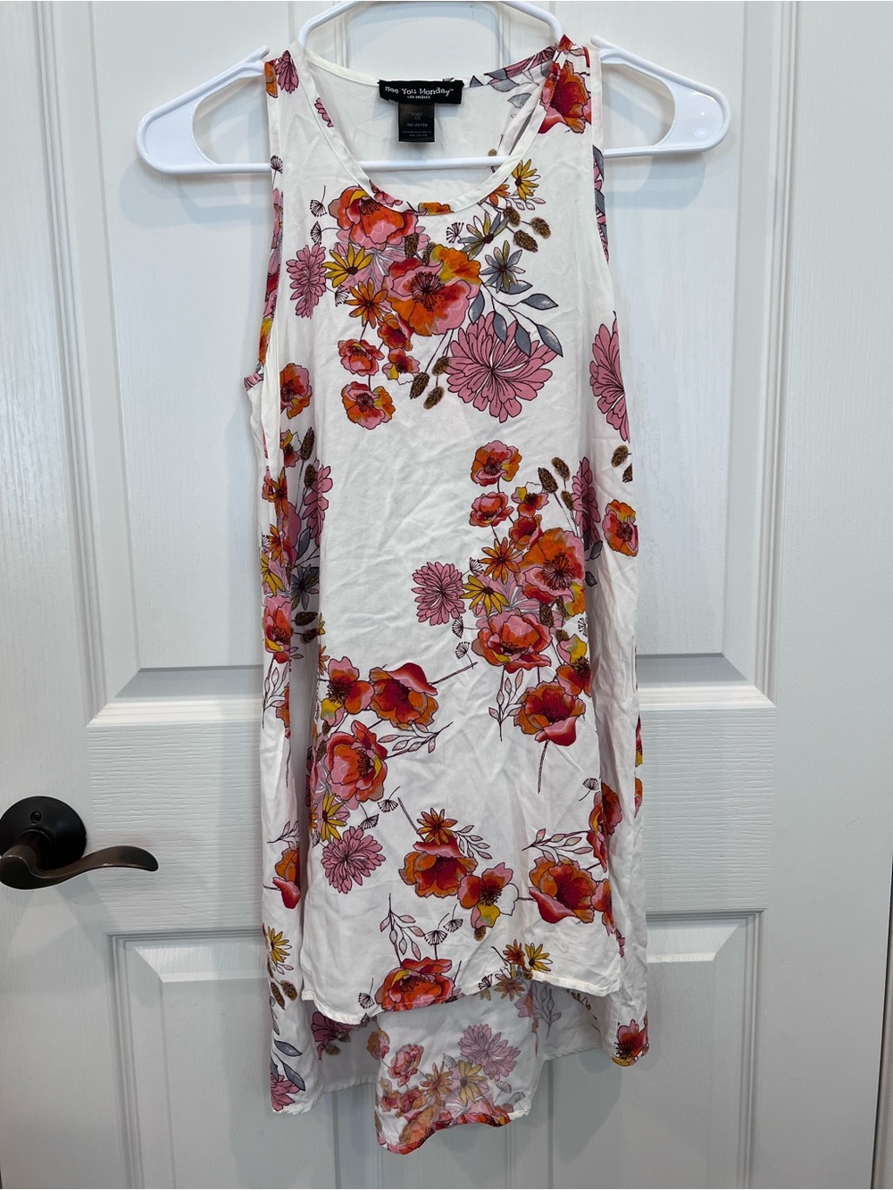 See You Monday - Urban Outfitters Floral Mini Dress with Pink & Orange Bloom
